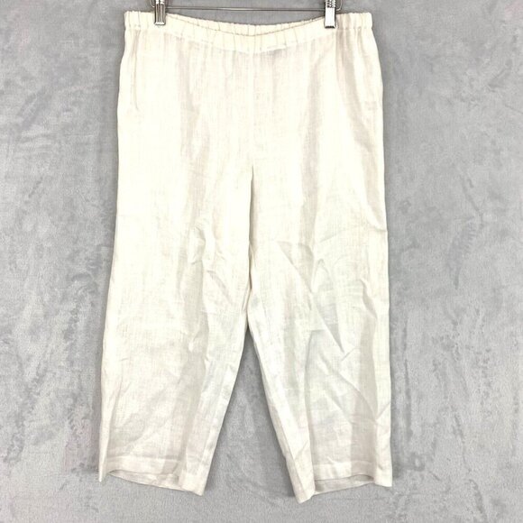 Sara Isabella 100% Linen Pants Blazer Set Small White Shirt Applique Cropped - Picture 8 of 15